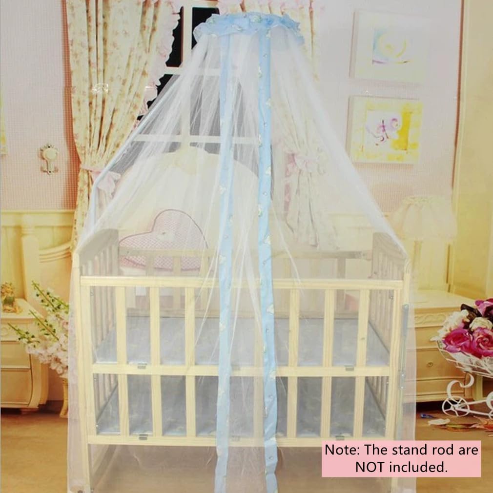 Crib Mosquito Net Baby Bed Dome Cots Mosquito Netting Toddler Bed Crib Dome Canopy Netting Hanging Bed Cover Net Mosquito Bar Frame Palace-Style Crib Bedding Set (Stand Not Included)