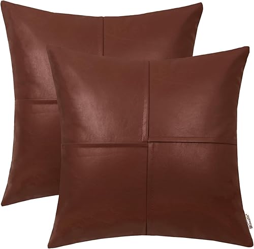 Miniatura 61 de BRAWARM Fundas de almohada de piel sintética de 20 x 20 pulgadas, paquete de 2, fundas de almohada de cuero crema, almohadas decorativas de cuero