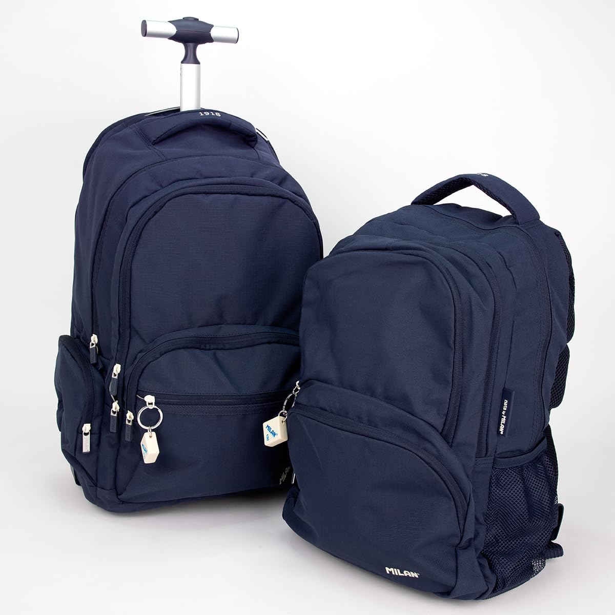 MILAN Mochila con ruedas 6 cremalleras (25L) serie 1918, azul marino