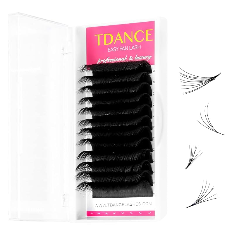 Extensões de cílios volume Easy Fan TDANCE, curvaturas C CC D DD J B L, espessura 0,03–0,12 mm, 20–25 mm, 0,12-DD