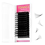 TDANCE Easy Fan Lash Extension Rapid Blooming Volume Eyelash Extensions C CC D DD J B L Curl 0.03-0.12mm Thickness Easy Fan Volume Lashes Self Fanning Eyelashes Extension (0.12-D,20-25 mm)