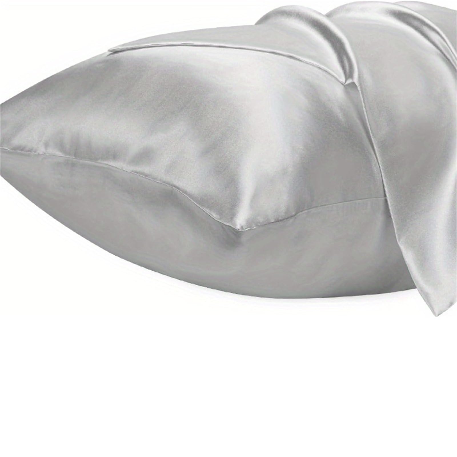 Silk pillowcase 1PC Satin Pillowcase For Hair Silk Pillow Cases For Skin Silky Soft Covers(Silver,50x66cm)