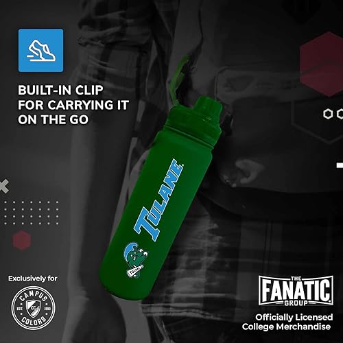 Vista 120 de Campus Colors Botella de agua de acero inoxidable de la NCAA, tapa giratoria, 24 onzas, clip de transporte, mantiene tus bebidas calientes o frías