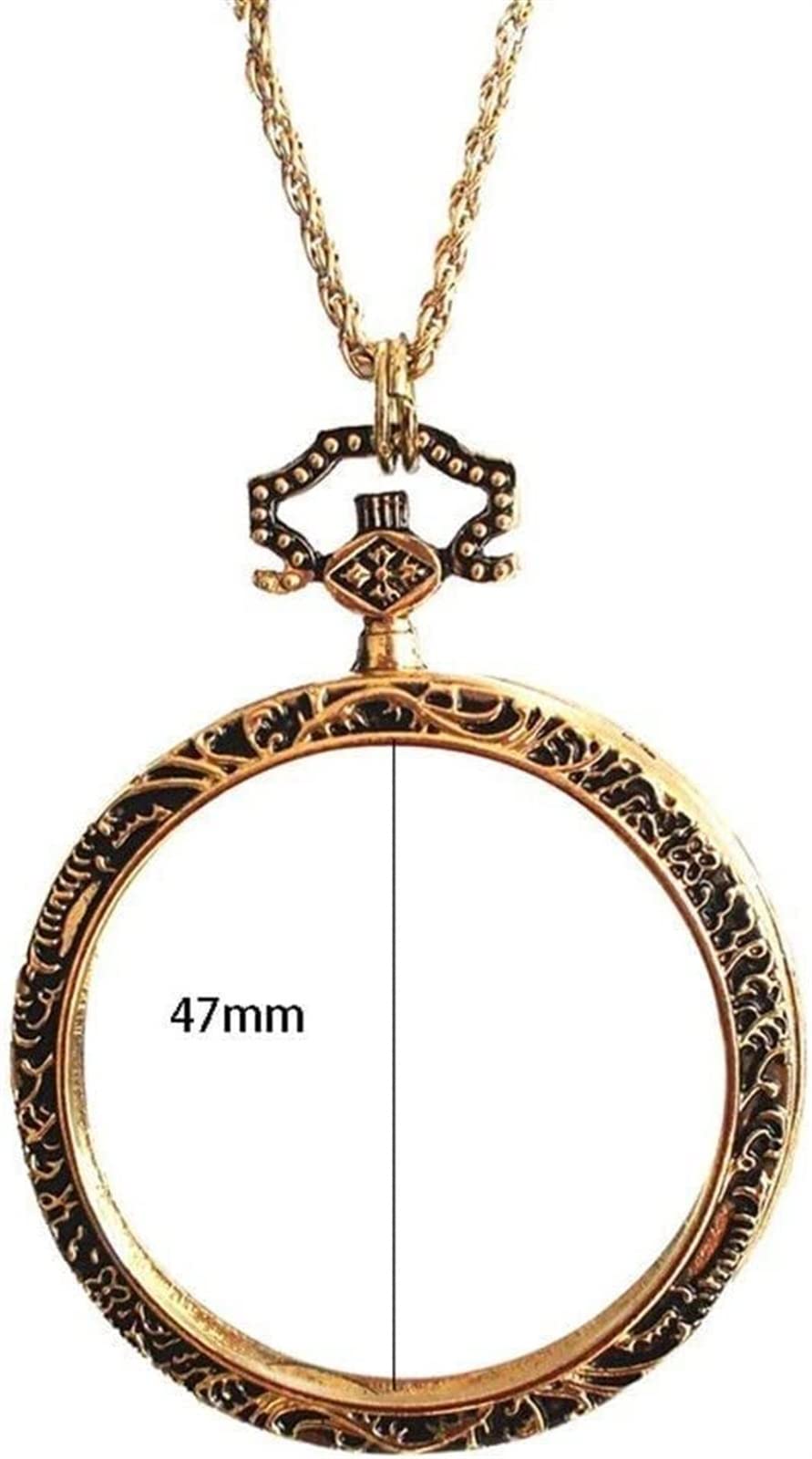 Handheld en hanger vergrootglas, 10X ketting vergrootglas zakmonocle hangende hanger ketting leesvergrootglas loep for boeken kranten kaarten ambachten hobbylicht (kleur: goud