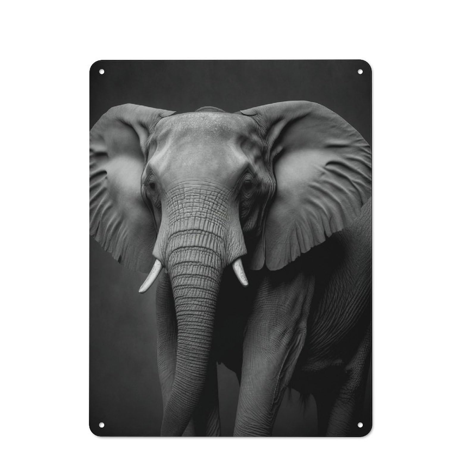 Junmoney Style-15 Metal Wall Sign 40X30cm Featuring Portrait Of An Elephant For Hallway Wall, For Vintage Wall Decor Fans, For Cafés, Pubs And Restaurants