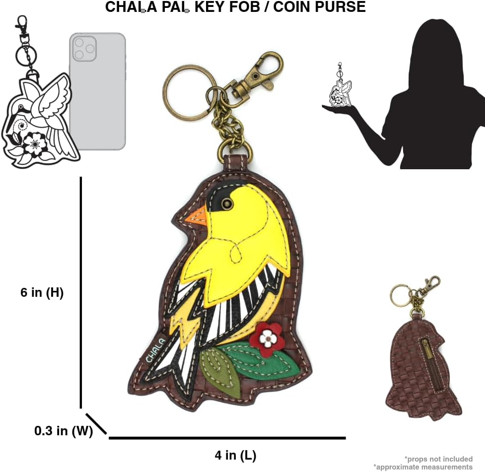 CHALA Bird Collection Women's Decorative Key Fob/Coin Purse Accessory - Goldfinch image 3