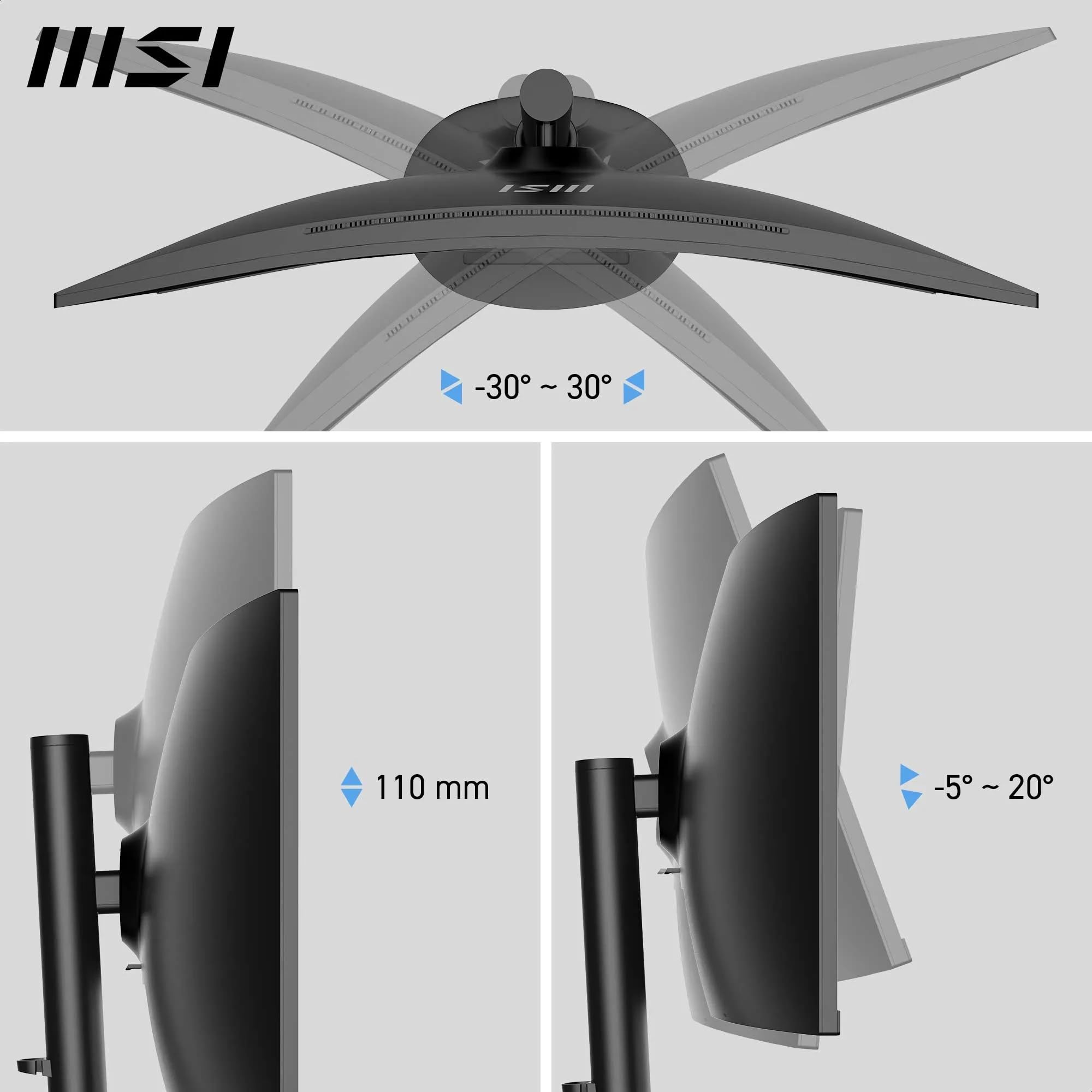 MSI Nowoczesny MD342CQP 34'' ekran PC UWQHD zakrzywiony 1500R - Panel VA 3440 x 1440, KVM, PIP/PBP, szeroka gama kolorów, komfort oczu, wbudowane głośniki, regulacja 3-osiowa - HDMI 2.0b, DP 1.4a