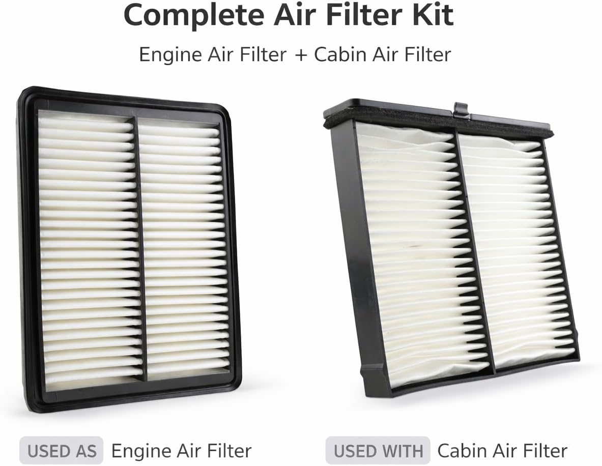 Engine and Cabin Air Filter Set for Mazda 3 2019–2025, CX-30 2020–2025, CX-5/CX-50 2025 | Replaces PAJ8-13-3A0A, CAF10055, VF2074 | White Fiber & Cellulose Media | 2 Pack