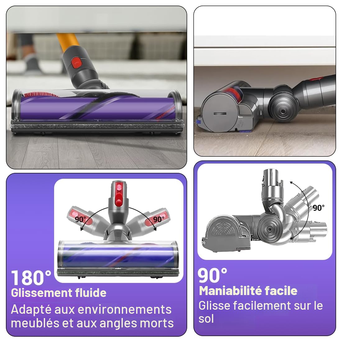 Tête de Brosse Compatible pour Dyson Aspirateur V7, V8, V10, V11, V15 - Pièce de Détachées, Accessoire, Motorhead, Brosse Turbine, Brosse Motorisée pour Tapis et Sols Durs