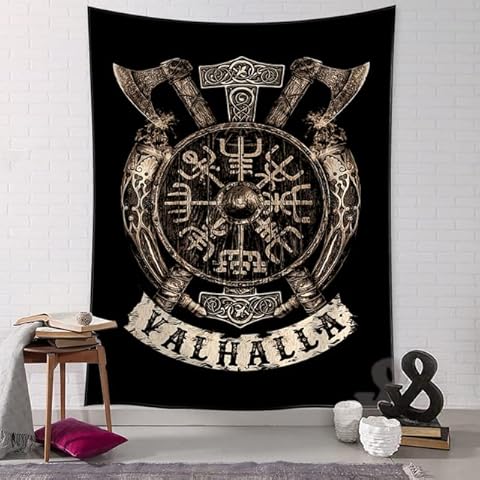 Viking Tapestry, Retro Mysterious Raven Boho Hippie Tarot Witchcraft Tapestry Wall Hanging, Abstract Wall Art Tapestry for Bedroom Living Room Dorm Decor Wall Background 60"W x 40"H Cover