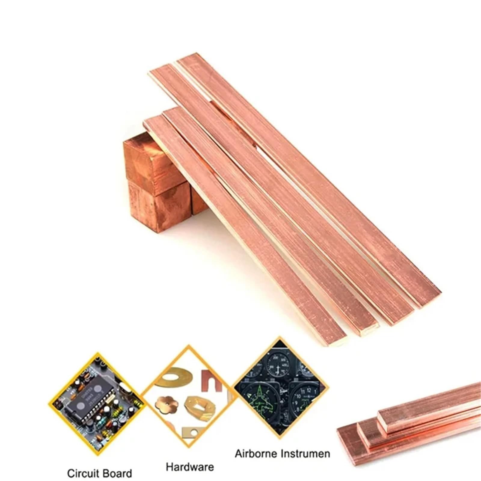 Blacha z czerwonej miedzi, Płaska taśma miedziana Płyta z czystej miedzi Materiał do majsterkowania Długość 100-500 mm Grubość 1-10 Wiele rozmiarów(6x50x100mm)