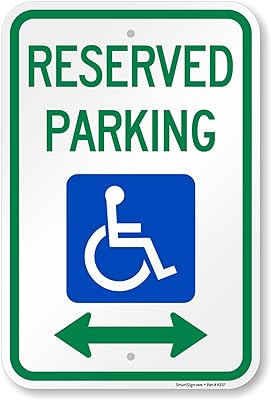 SmartSign 18 x 12 inch “Reserved Parking†Metal Sign with Handicapped Symbol and Bi-directional Arrow, 120 mil Aluminum Composite (ACM), Engineer Grade Reflective Material, Green, Blue and White