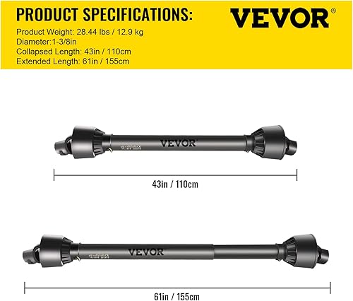 Miniatura 14 de VEVOR Eje de toma de fuerza, 1-3/8" eje de transmisión de la TDA, 6 extremo estriado y eje de línea de transmisión de la TDF de extremo