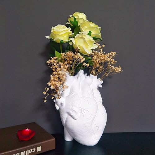 Miniatura 3 de Florero de flores en forma de corazón, maceta de resina moderna y única, estilo de arte nórdico, jarrón decorativo para el hogar, boda, regalo de