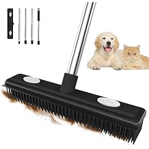 Pet Hair Remover Carpet Rake Reusable Rubber Broom with Squeegee for Sweeping Pet Hair Removal Tool 59" Long Handle Cat and Dog Hair Remover for Rugs, Carpet, Hardwood Floor, Tile