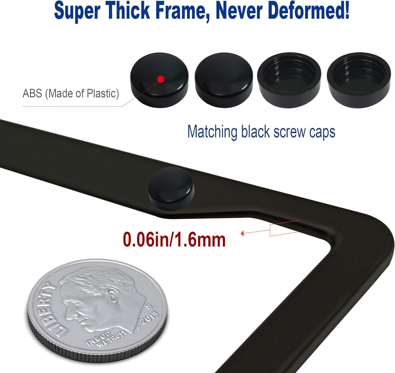 2 Pcs Aluminum Veteran License Plate Frame for U.S. Army,4-Hole Matte Black for United States Army Retired Car Licenses Plate Covers Holders Frames for Plates with Screw Caps