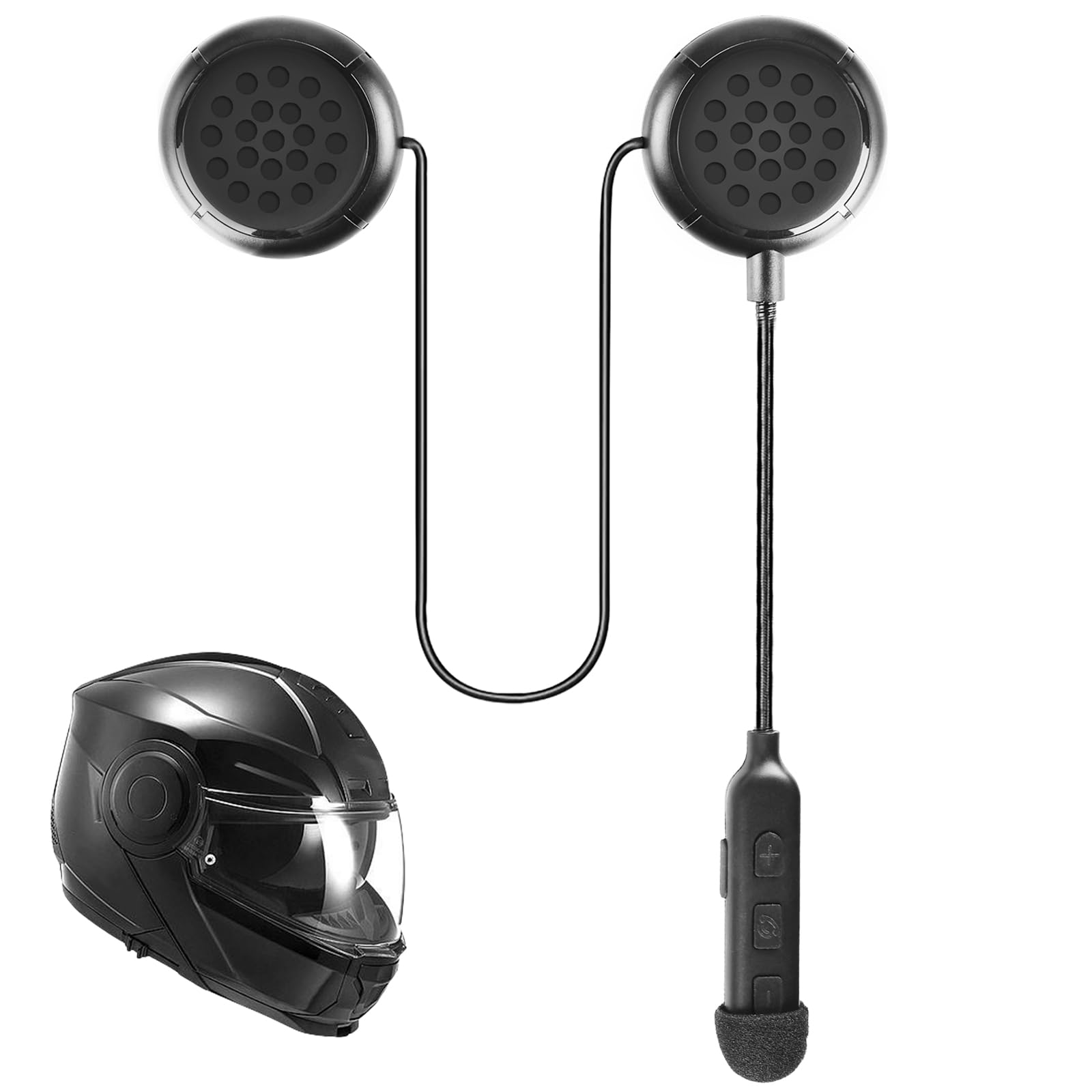 HOSPAOP Auriculares para casco de moto Bluetooth, auriculares inalámbricos para casco de moto Bluetooth 5.0 intercomunicador, comunicación de casco de motocicleta, compatible con manos libres para