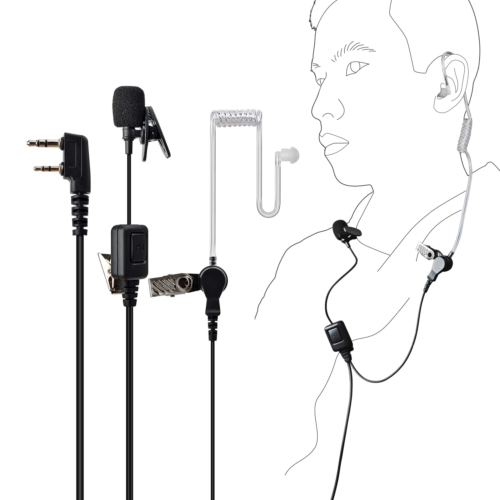HURRISE Micro-gorge Gorge Mic Casque Acoustique Tube Écouteur PTT Pour Baofeng UV5R 2-Way Radio