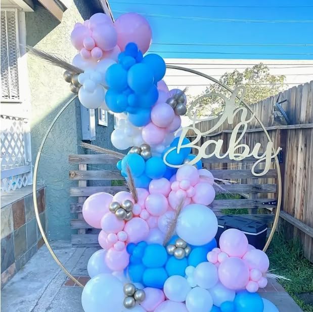 Miniatura 3 de Kit de arco de guirnalda de globos de revelación de género de 139 piezas con globos de revelación de género rosa y azul para niños o niñas,