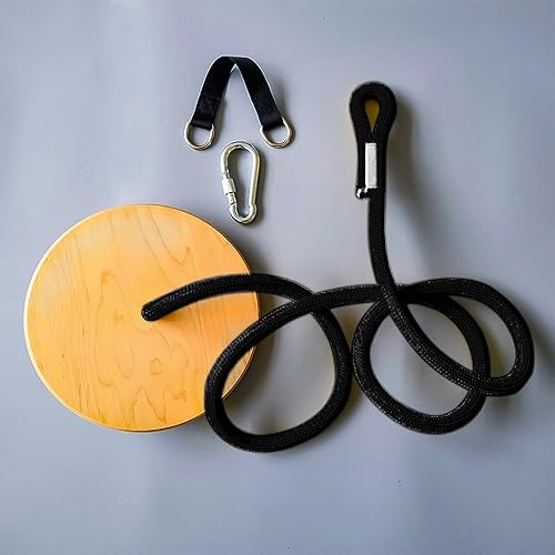 Miniatura 9 de Topwon Columpio redondo de madera al aire libre del árbol del disco al aire libre de alta resistencia del cojinete de carga de madera del oscilación