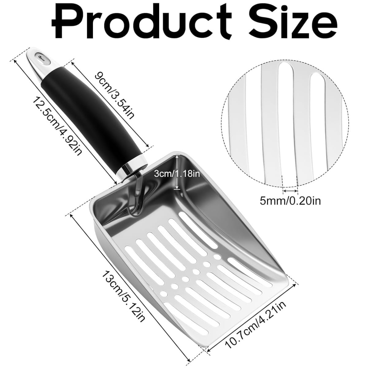 Łyżka do kuwety dla kota, wykonana z wytrzymałego metalu, łatwa do czyszczenia i praktyczna w użyciu, ergonomiczny design z wygodnym uchwytem, narzędzie do czyszczenia higienicznej żwirki