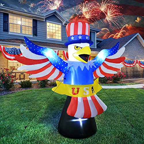 Kyerivs 6Ft Independence Day Inflatable Outdoor Decorations 4Th Of July Inflatables Blow Up Patriotic Flying Bald Eagle Decor Bulid-In Led Lights Home Outdoor Indoor Yard Holiday Decoration #TOP6