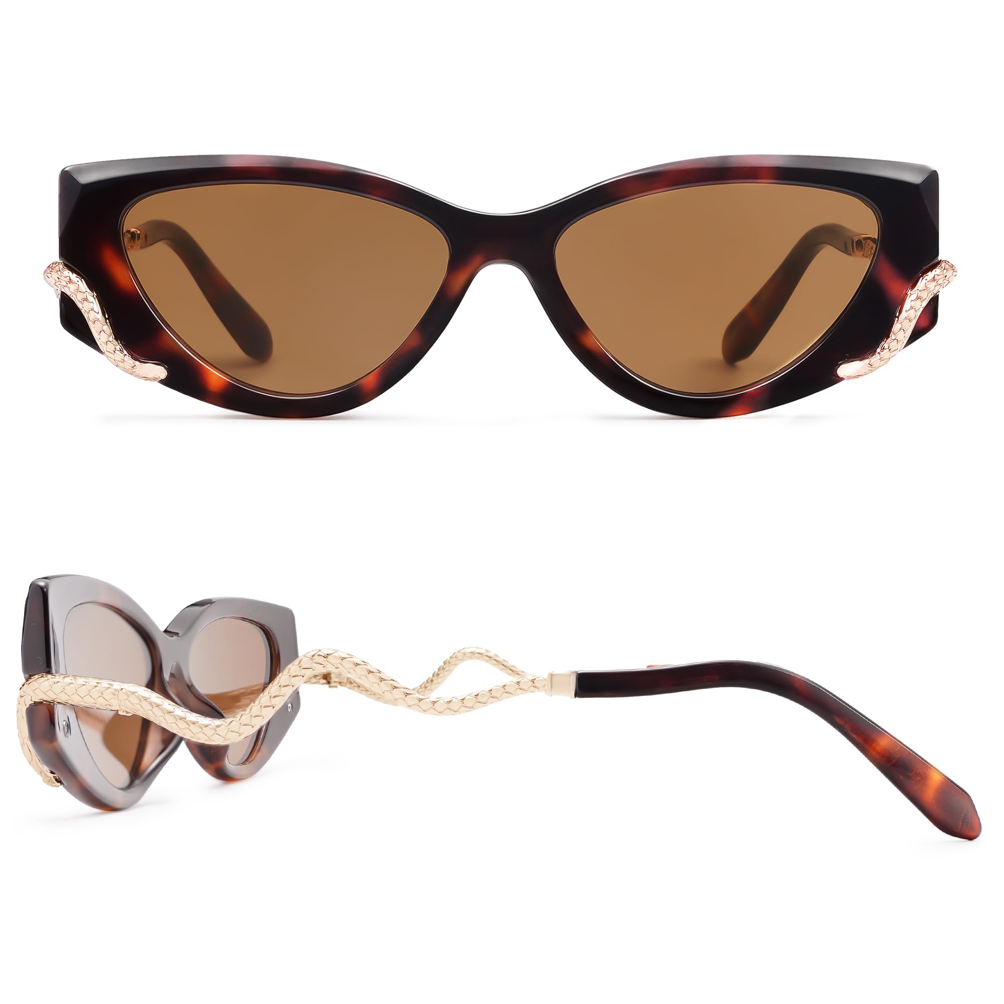 Appassal Retro Y2K Snake Sunglasses for Women Chic Cat Eye 90s Sunnies Narrow Trendy Sun Glasses AP3667