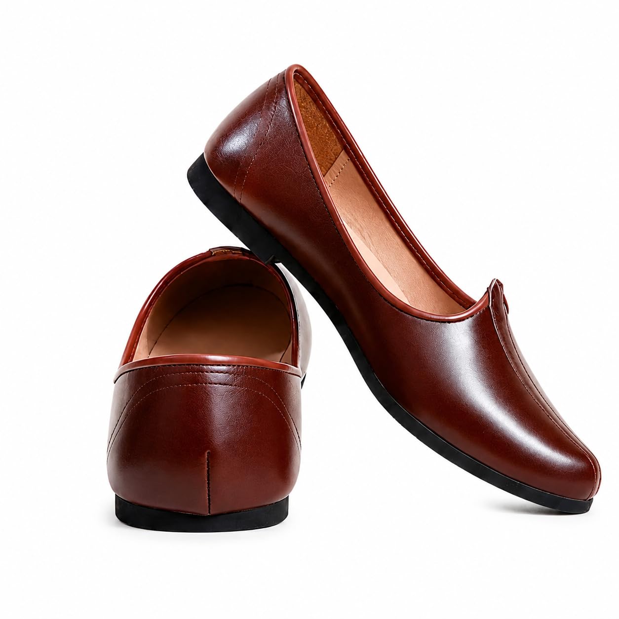 r rj trends Men's Traditional Brown Jutti | Premium Ethnic Wear Mojari and Nagra Shoes for Wedding & Party-picture-28