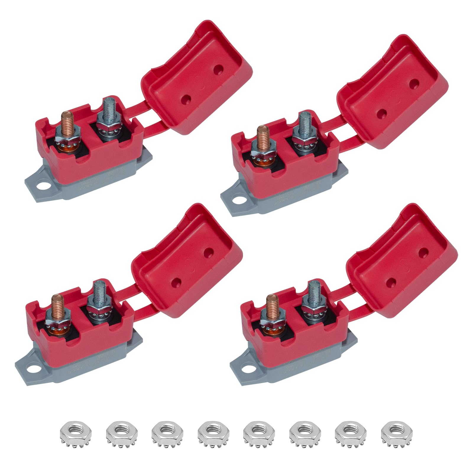 Auto Reset Circuit Breaker, Stud Type Circuit Breakers with Cover, 12V - 24V DC 30 Amp for RV Marine Boat Trolling, Car Engines and More 4PCSGlobal Recycled StandardGlobal Recycled StandardGlobal Recycled Standard