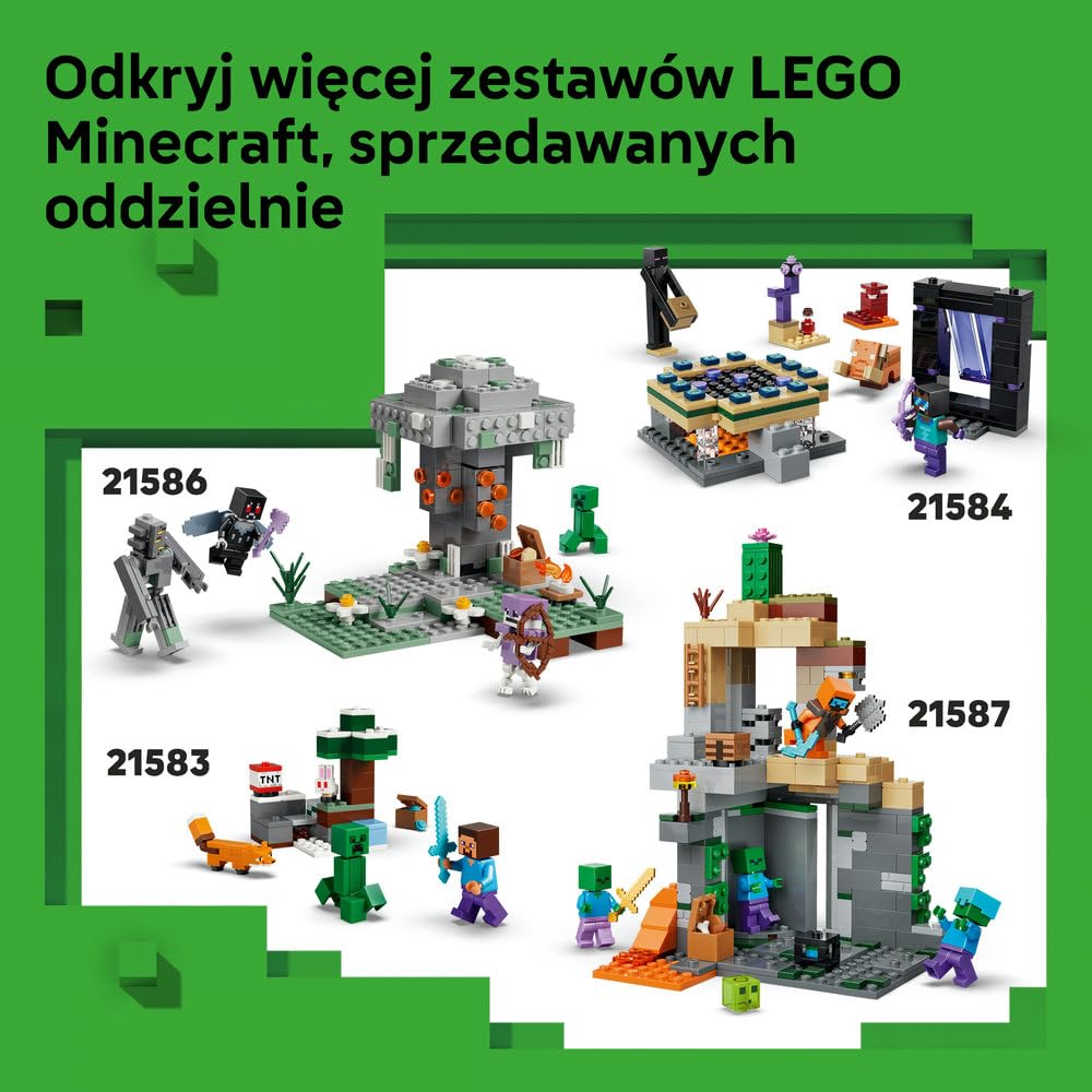 LEGO Minecraft Farma kurczaków, zabawka konstrukcyjna dla chłopca i dziewczynki z figurkami zwierząt i kurnikiem, pomysł na prezent dla 7-latka i gamingowa ozdoba do pokoju dziecięcego 21585