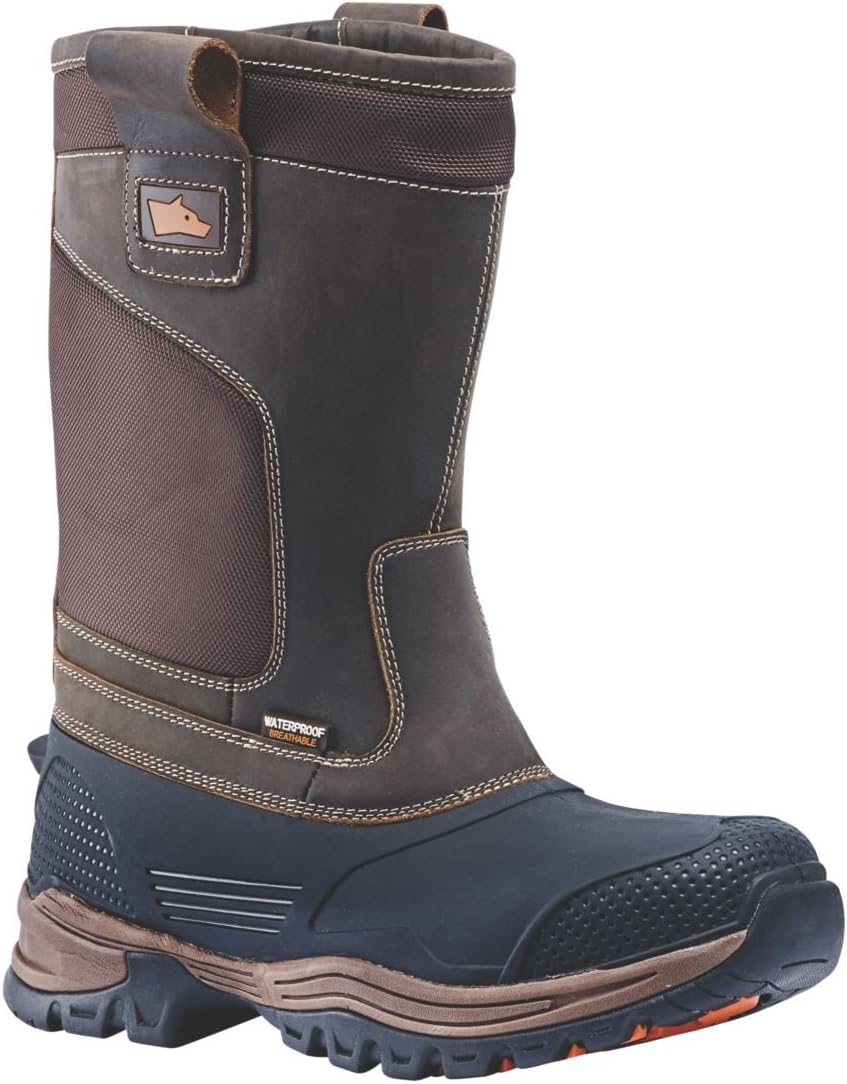 Hyena Nevis Waterproof Rigger Safety Boots Brown / Black Size