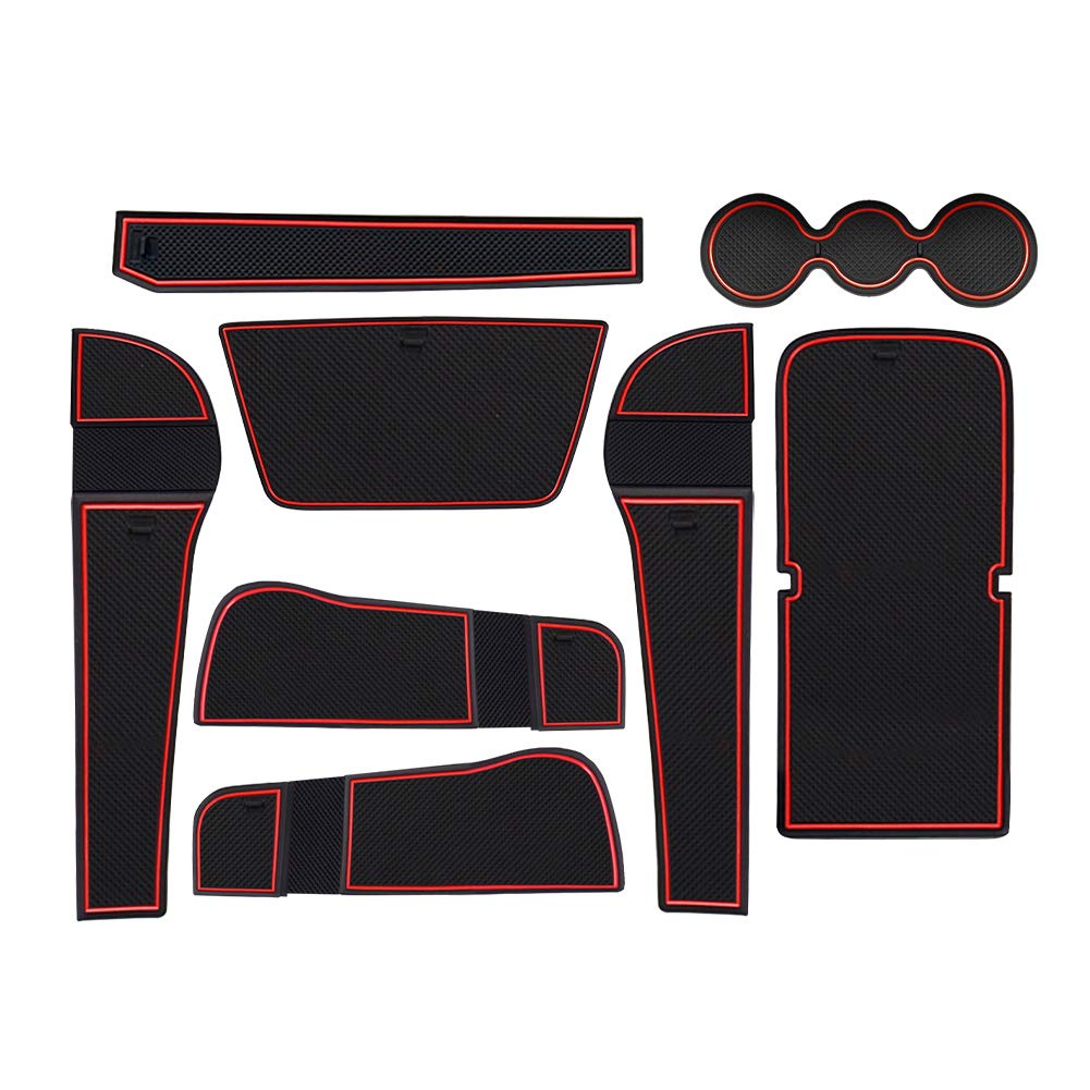 RUIYA for Skoda Karoq 2018 Non-Slip Mat with Car Slot Rubber Carpet Floor Made of Rubber PVC Feet Safe and Waterproof (Red)