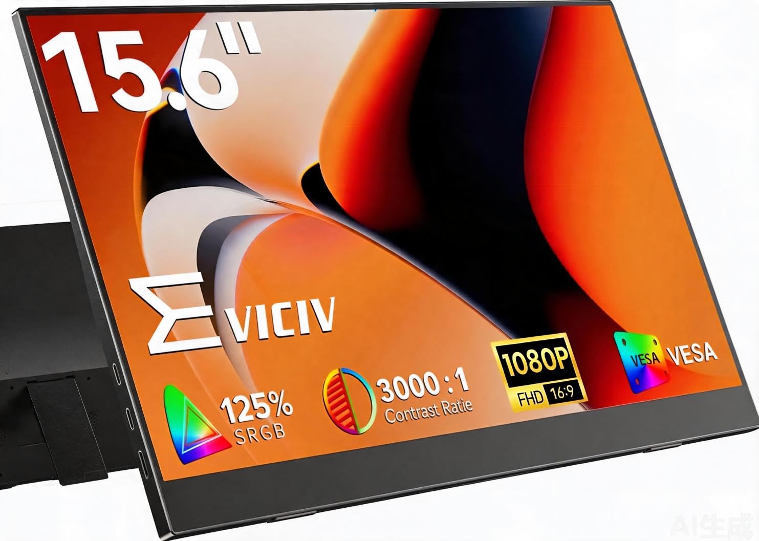 EVICIV Monitor Portatile 15,6 Pollici 125% sRGB 3000:1 Schermo Dispaly IPS 1080P FHD Dual USB C, Eye Care, Schermo Opaco, per PC/Laptop/Fonini/Console di Gioco, Montaggio VESA