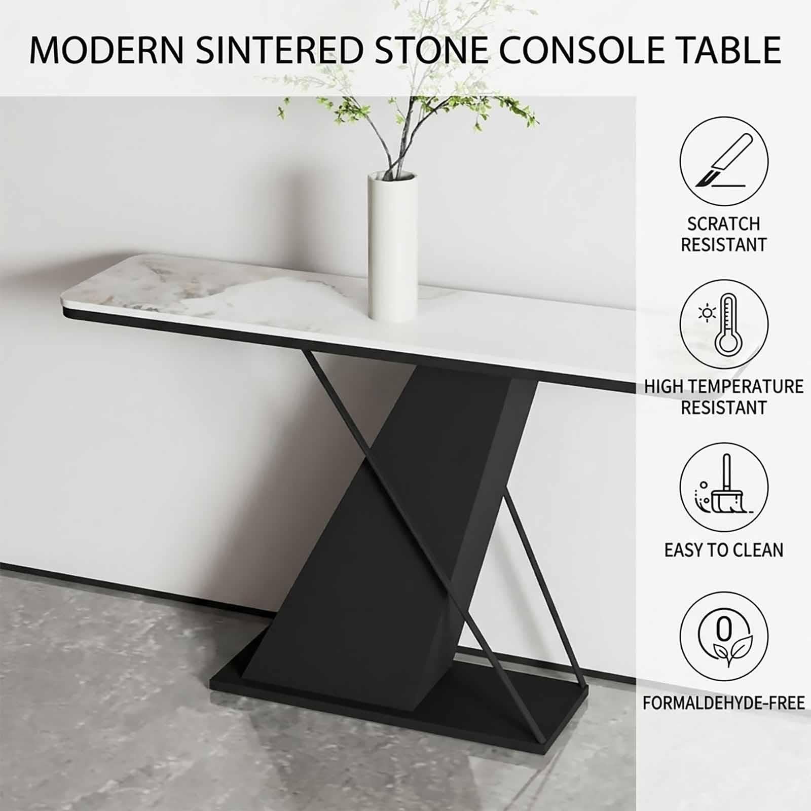 Consola Recibidor Estrecha con Tablero de Piedra Sinterizada