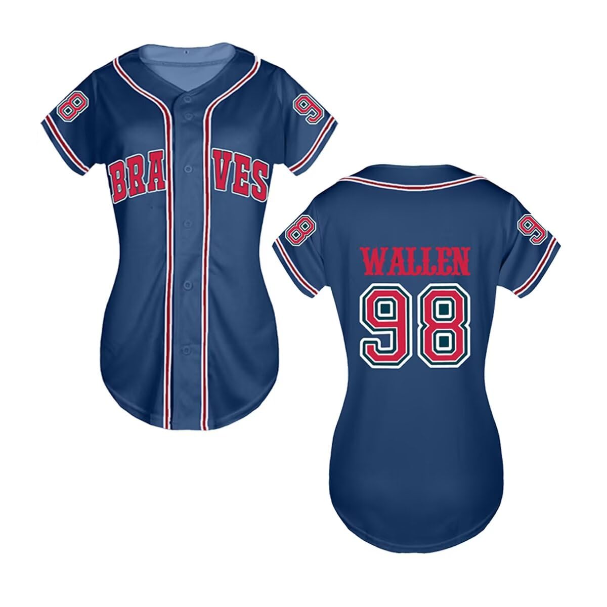 98 Baseball Jersey Shirt Women Fan Tshirts Country Vintage Jersey Button Down Short Sleeve Tops Active Shirts