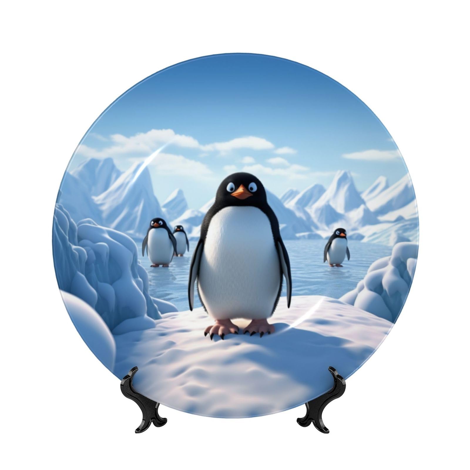 Assiette décorative pingouin de 17cm pour salon et bureau ambiance polaire
