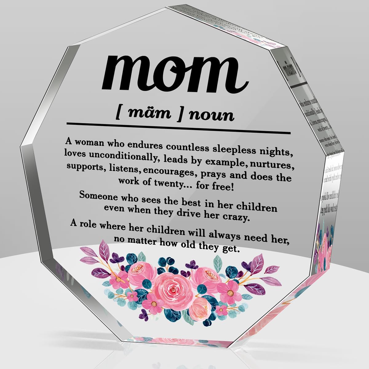LuoHere Mom Gifts from Daughter Son Best Mom Ever Mothers Day Birthday Christmas Gifts for Mother Bouns Mom Stepmom Single Mom New Mom Mama and Mom Definition Acrylic Decorative Signs Plaques