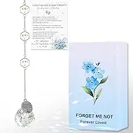 Althgr Miscarriage Memorial Suncatcher Gifts for Mothers Dad, Handmade Forget Me Not Baby's Breath Pressed Flower Miscarriage Ornament, Bereavement Remembrance Gift for Loss of Baby (White)