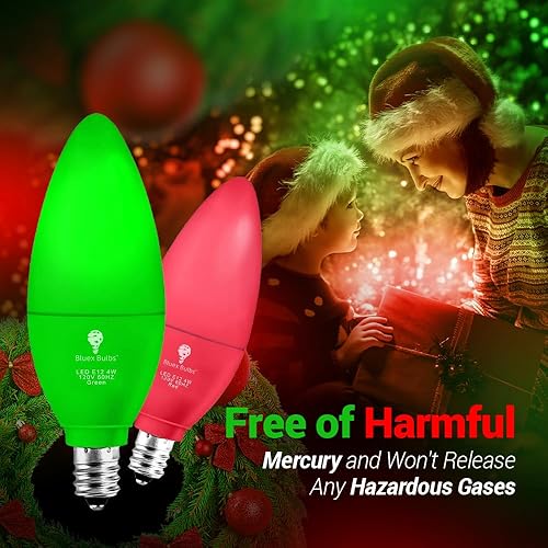 Miniatura 6 de Bluex Bulbs Paquete de 6 bombillas LED, base E12, 4 W, 450 lúmenes, color rojo, ideal para decoración de fiestas, iluminación de festividades,