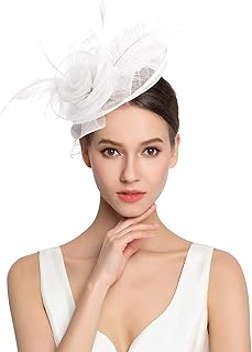 Women's Fascinator Wedding Derby Hat Feather Flower...