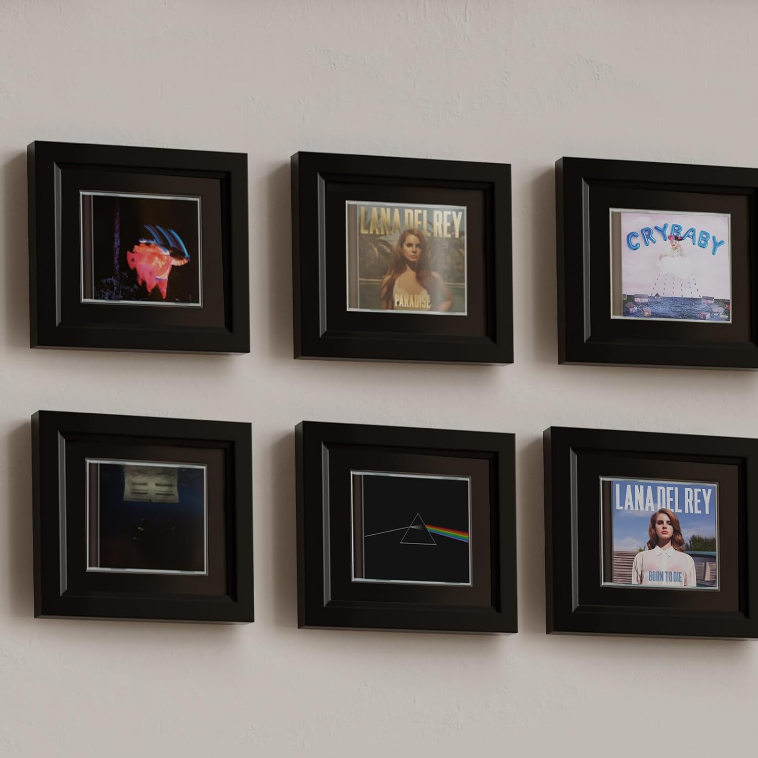 CD Jewel Case Display Frame, 8.6 x 8.6 in Solid Wood Shadow Box, Wall Mount | Fits 1 Standard CD Jewel Case, Black Flocked Fabric, Tabletop or Wall Display