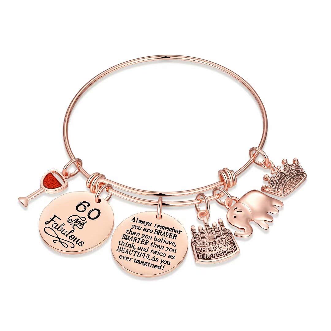 Birthday Gifts for Women Girls Bracelet, Elephant Charm Bracelets 5th 6th 7th 8th 9th 10th 20th 30th 40th 50th 60th 70th 80th Birthday Gift for Friend, Mom, Daughter, Granddaughter Niece, Grandma