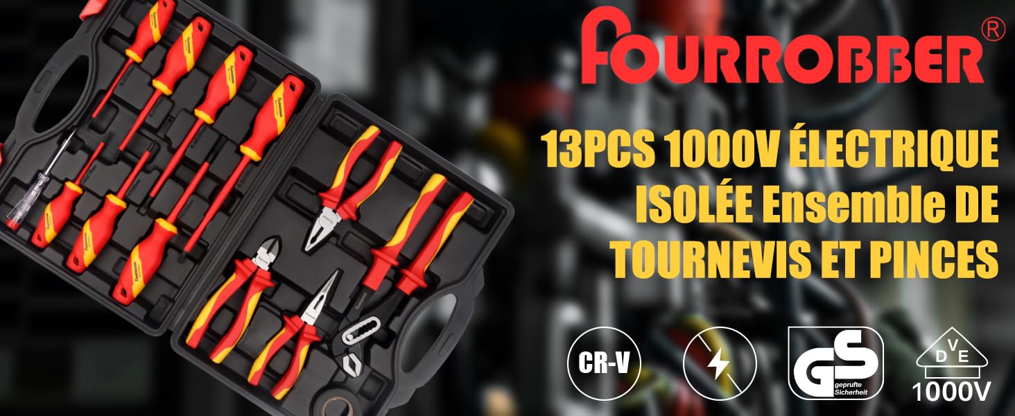 Set di cacciaviti e pinze isolati,Kit di cacciaviti elettrici isolati da 1000 V con tester di tensione, Elettricista Magnetico Phillips Slot Cacciavite