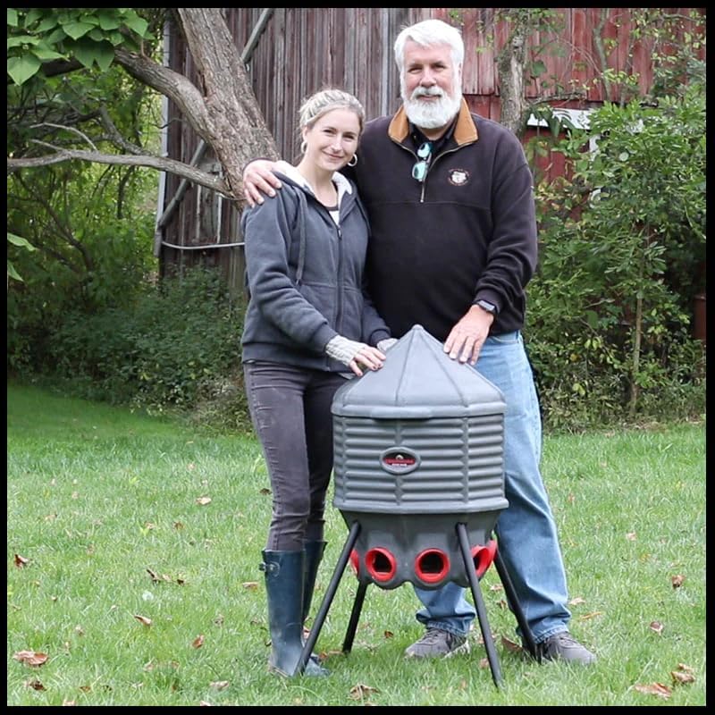 CoopWorx Poultry Feeder - 80 lb Capacity - Adjustable Height - UV Stable - Weather Resistant - 8 Feed Ports - Silo Shaped Design - Rust-Proof - Intended for Chickens/Ducks/Turkeys - Made in USA