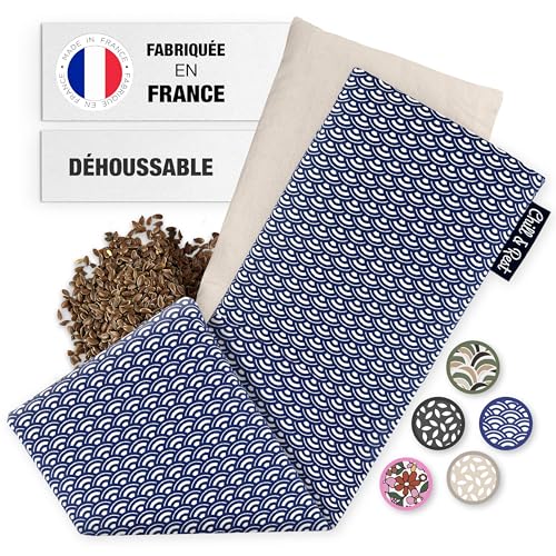 Chill&Rest - Bouillotte longue micro onde déhoussable - Fabriquée en France - Coussin chauffant dos - Graines de lin - Masque migraine - Bouillotte ventre -...