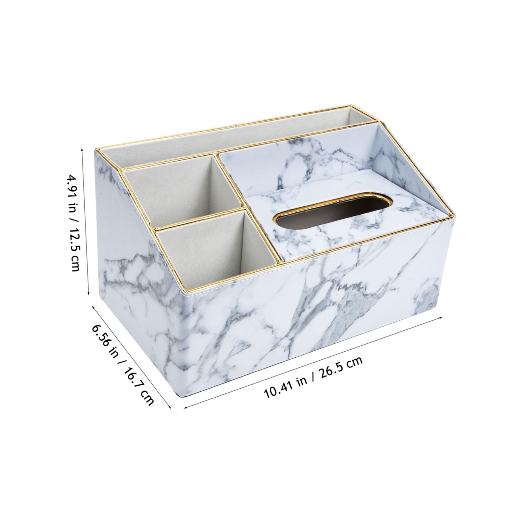 Caja Organizadora Estampado de Mármol, Dispensador de Pañuelos y Soporte para Mando a Distancia de Piel Sintética Pu, para Escritorio y Hogar