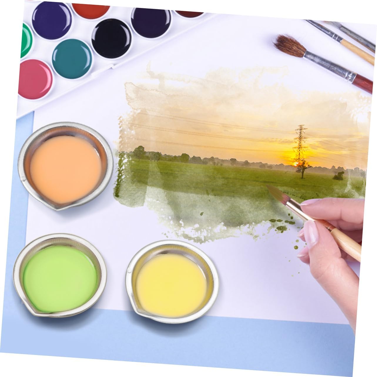 10pcs Stainless Steel Paint Tray Palette for Artists and Boys and Girls