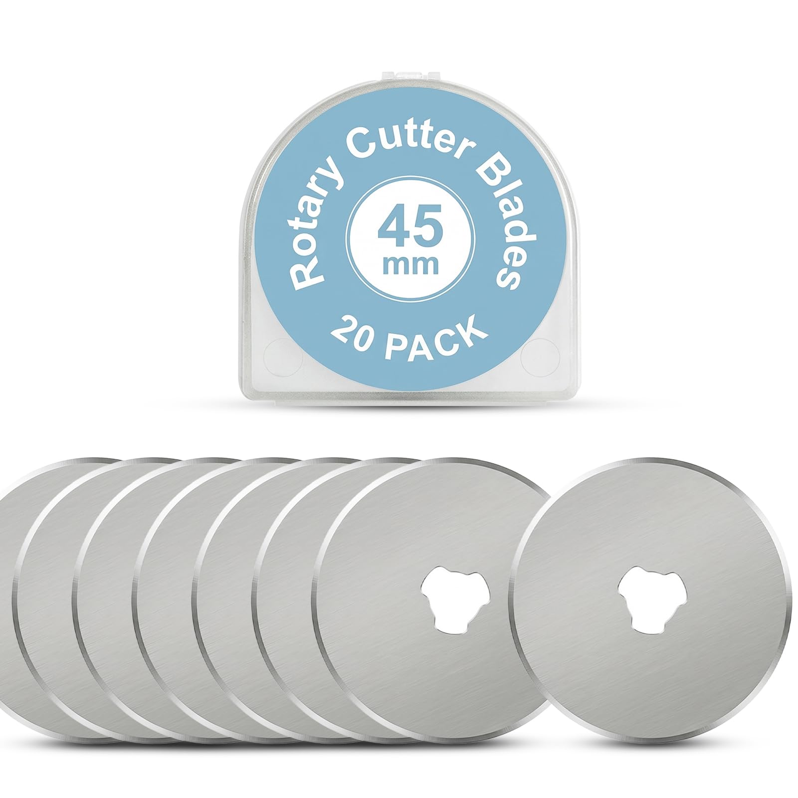 Hounyou 20 PCS Rotary Cutter Blades 45mm, Universal Rotary Cutter Replacement Blades for Fabric Quilting Sewing & DIY Projects