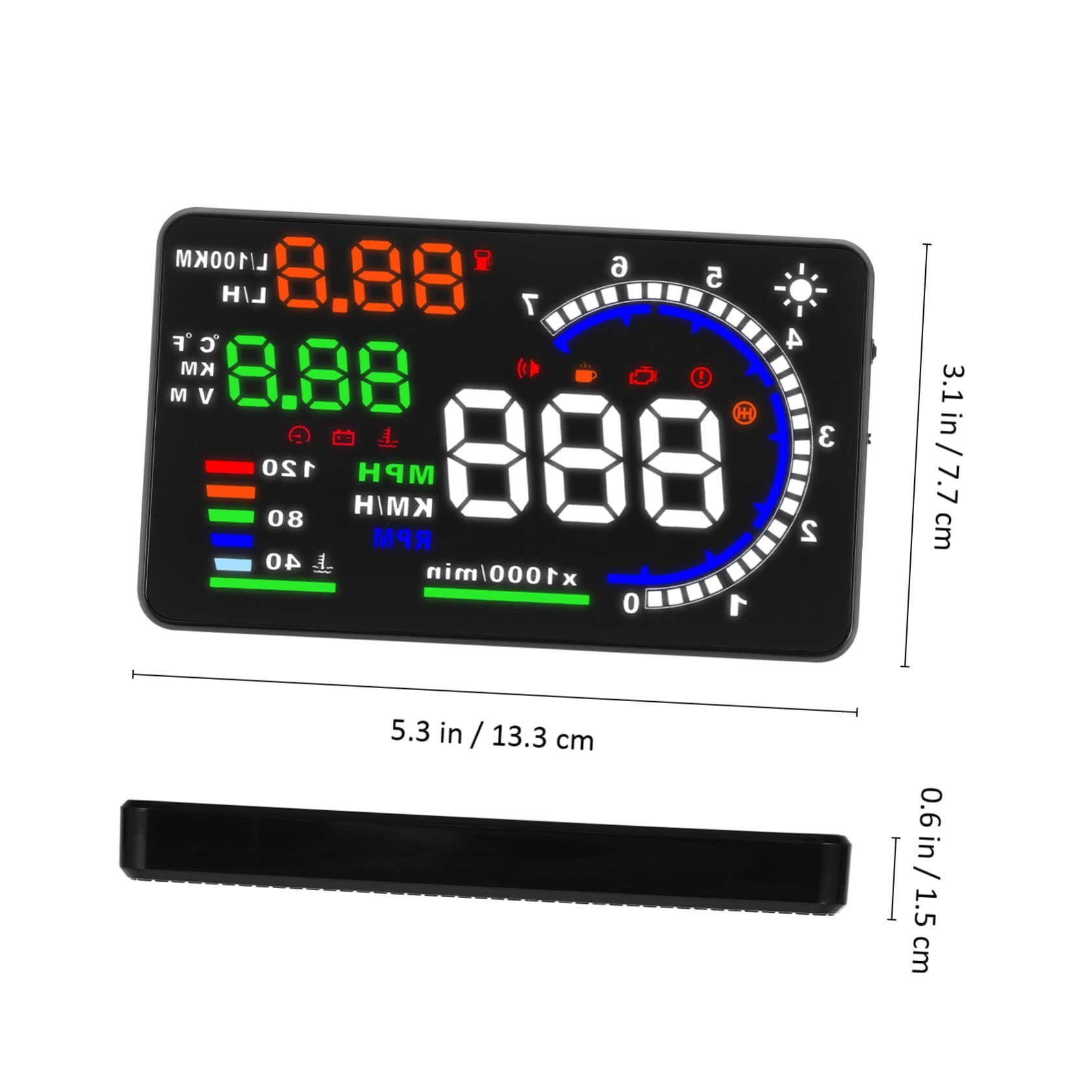 Display Auto Head-up con Proiezione Regolabile Schermo Riflettente Portatile per Velocità Promemoria Sicurezza per Viaggi Lunghi Tragitti Urbani e Guida Notturna