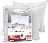 Vista 19 de Guardmax - Protector de almohada resistente al agua y a prueba de chinches - Con zipper - Juego de 2 - Silencioso, Poliuretano, Blanco, Estándar